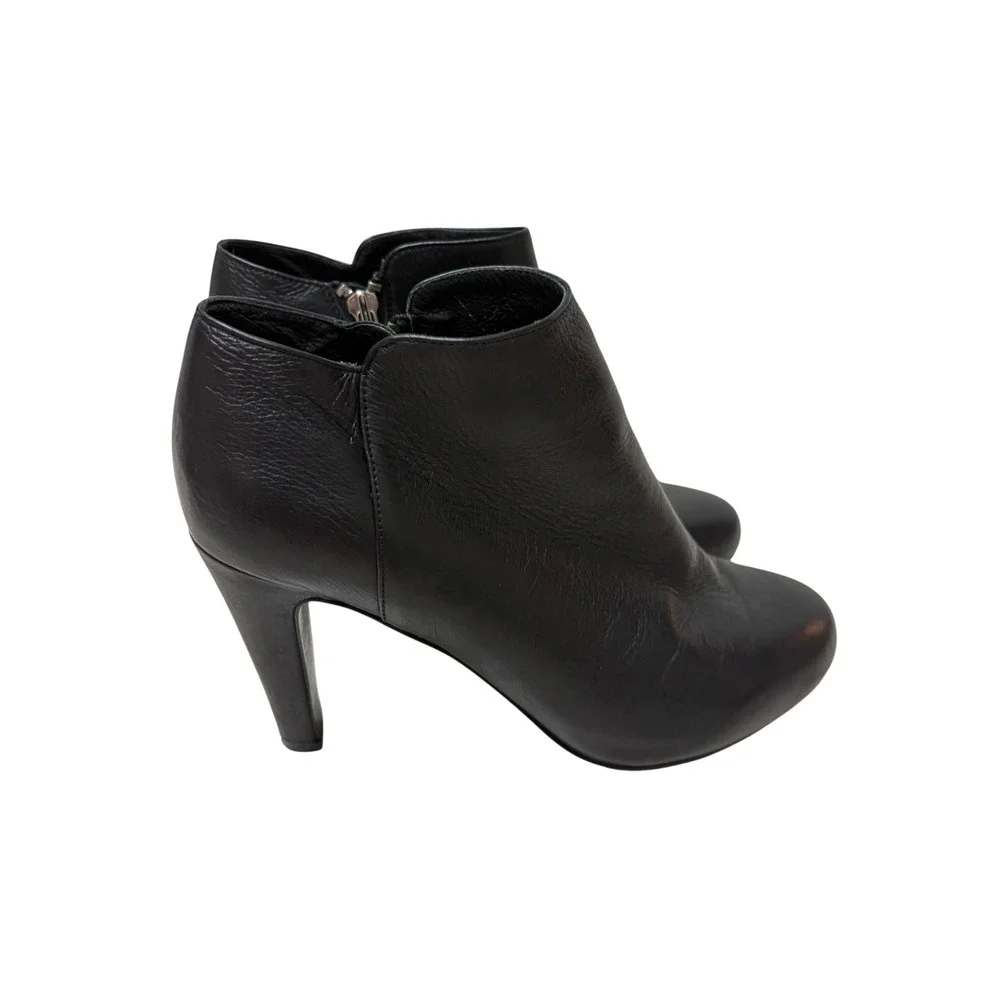 See by Chloe Black Leather Side Zip Heeled Ankle Booties -‎ EU39.5 ~US9